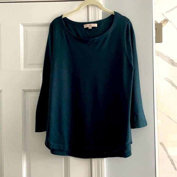 LOFT Sweaters - LOFT Forest Green 3/4 Sleeve Tunic Sweater